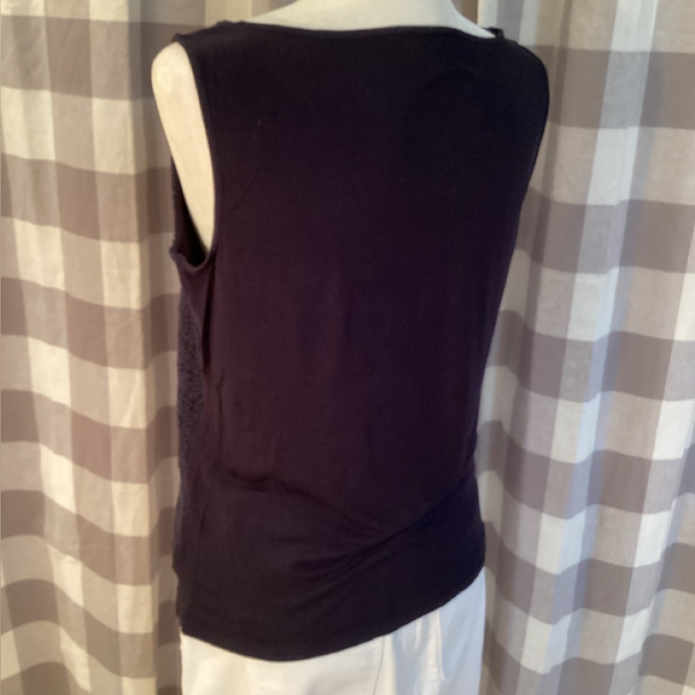 Talbots Indigo Blue Crochet Front Shell - Picture 6 of 7